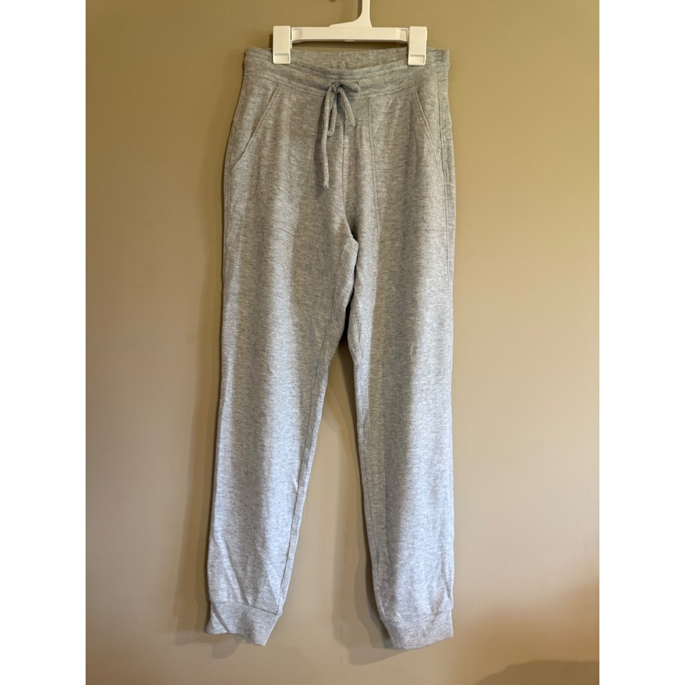 Alo Yoga Soho Sweatpants Heather Grey Joggers High Rise Drawstring Pockets Small